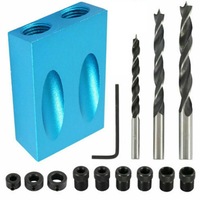 14PCS 15° Pocket Hole Screw Jig Dowel Drill Set Wood Tool kit Angle Hole Locato