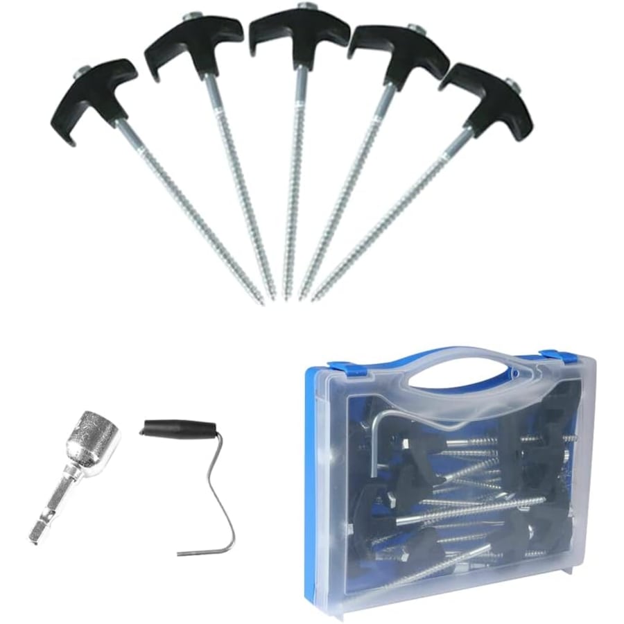 20Pcs Tent Pegs Heavy Duty Screw Steel In Ground Camping Stakes Outdoor Nail