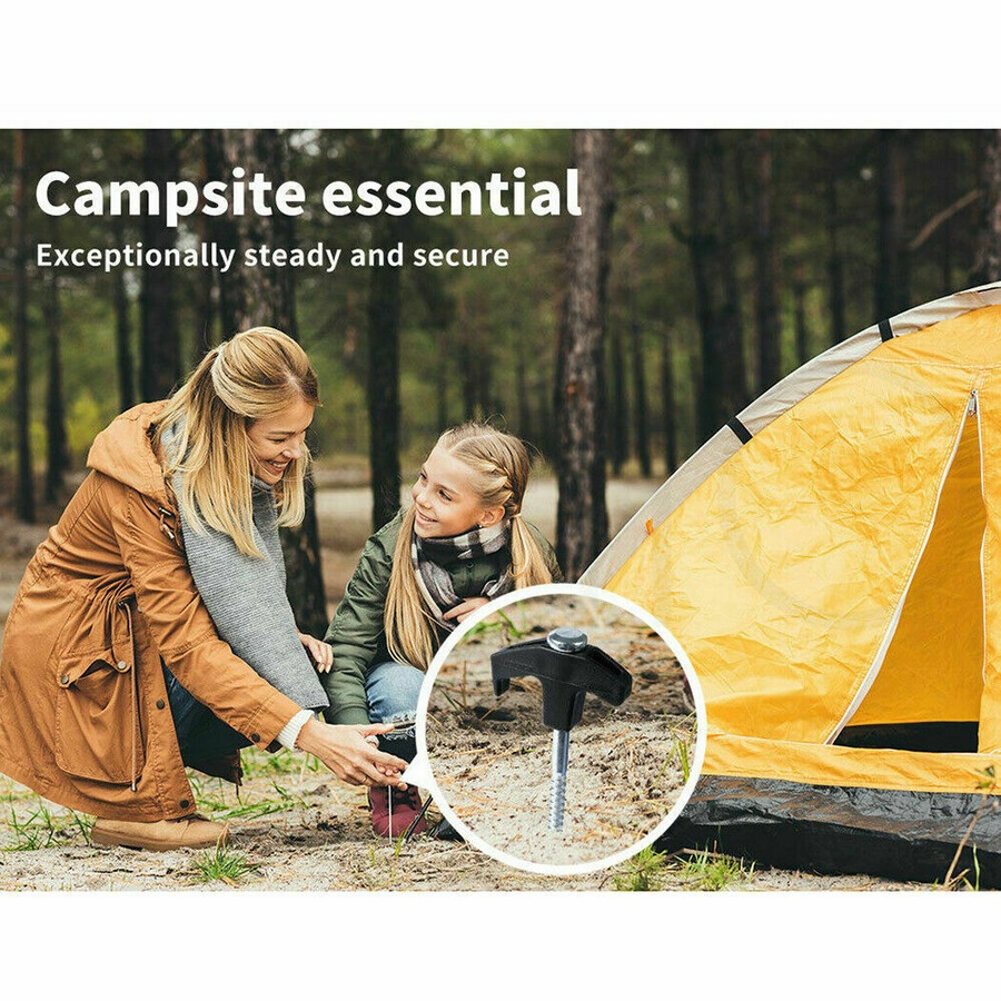 20Pcs Tent Pegs Heavy Duty Screw Steel In Ground Camping Stakes Outdoor Nail