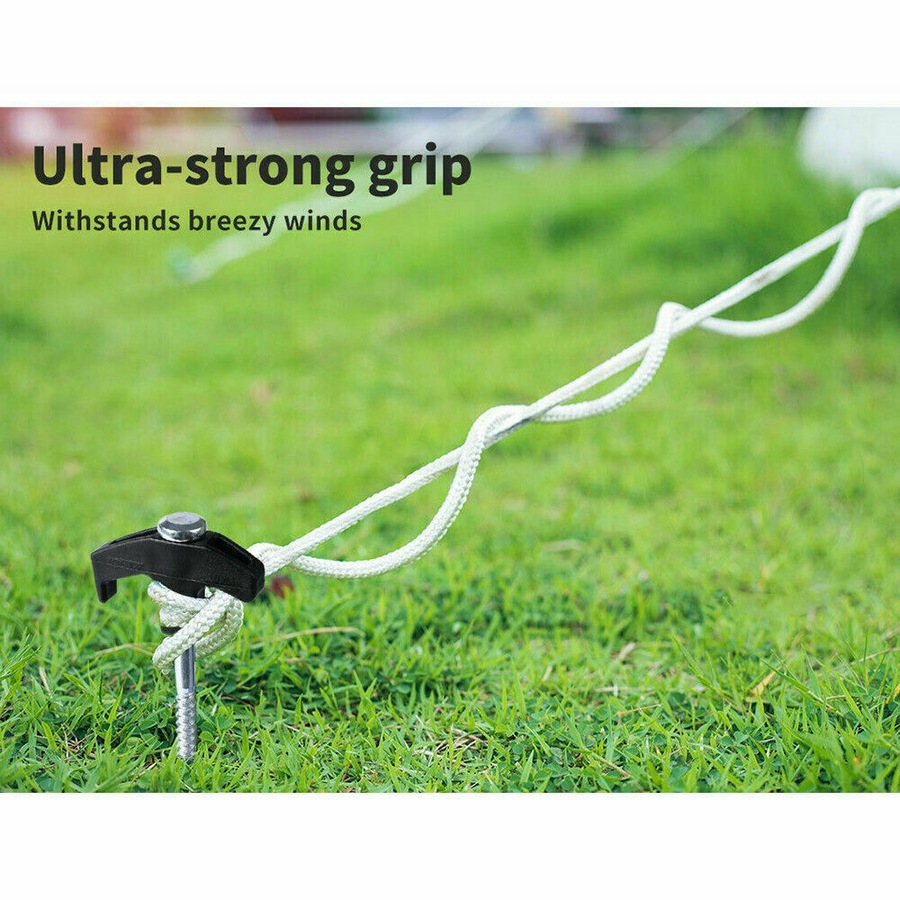 20Pcs Tent Pegs Heavy Duty Screw Steel In Ground Camping Stakes Outdoor Nail