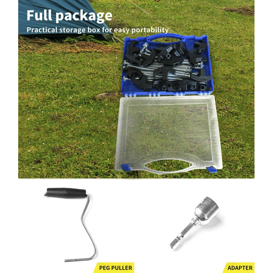 20Pcs Tent Pegs Heavy Duty Screw Steel In Ground Camping Stakes Outdoor Nail