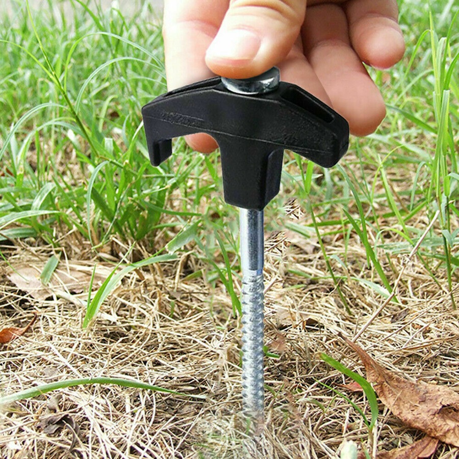 20Pcs Tent Pegs Heavy Duty Screw Steel In Ground Camping Stakes Outdoor Nail