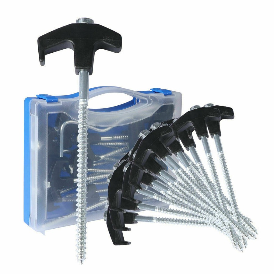 20Pcs Tent Pegs Heavy Duty Screw Steel In Ground Camping Stakes Outdoor Nail