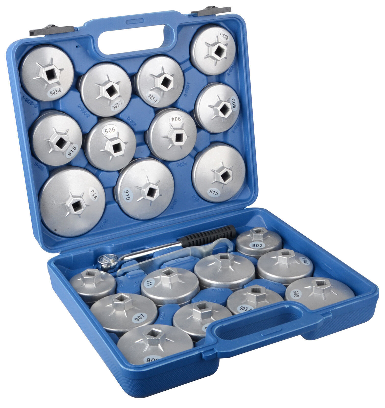 23Pcs Cup Type Aluminium Oil Filter Wrench Removal Socket Remover Tool Set Kit