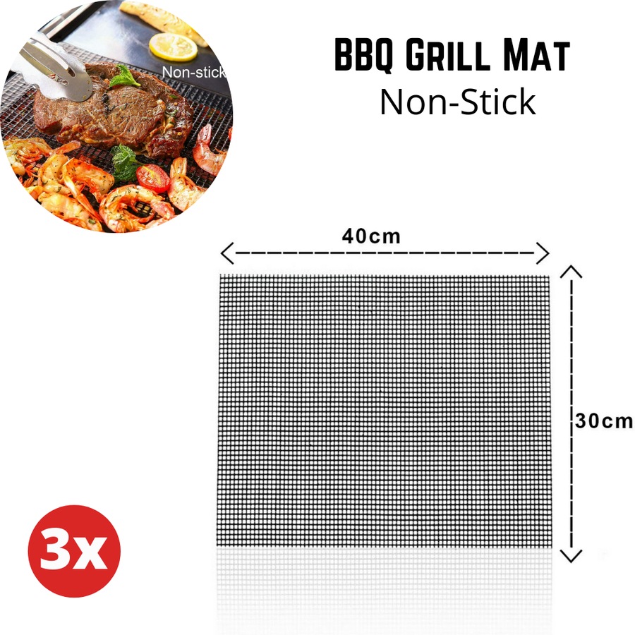 3-10PC BBQ Mesh Grill Mat Non-Stick Liner Cooking Barbecue Sheet Wire Baking Pad