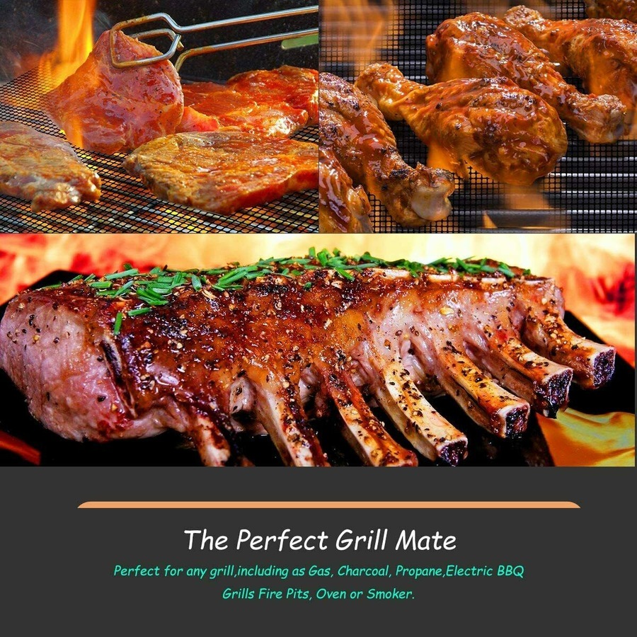 3-10PC BBQ Mesh Grill Mat Non-Stick Liner Cooking Barbecue Sheet Wire Baking Pad