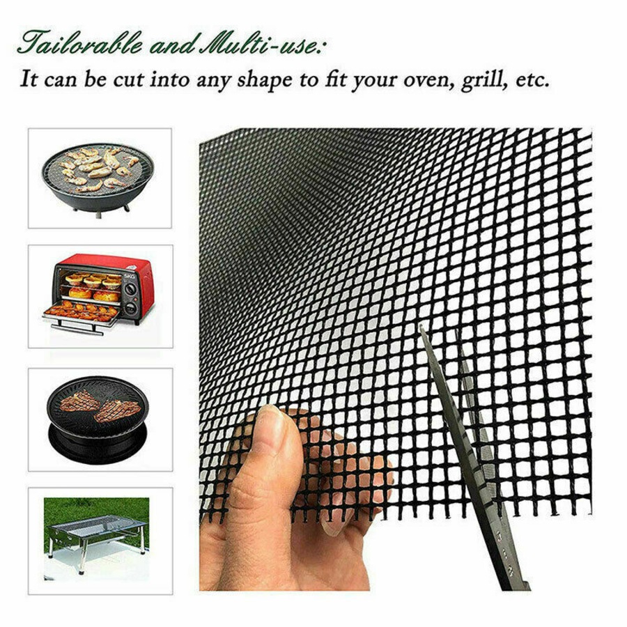 3-10PC BBQ Mesh Grill Mat Non-Stick Liner Cooking Barbecue Sheet Wire Baking Pad