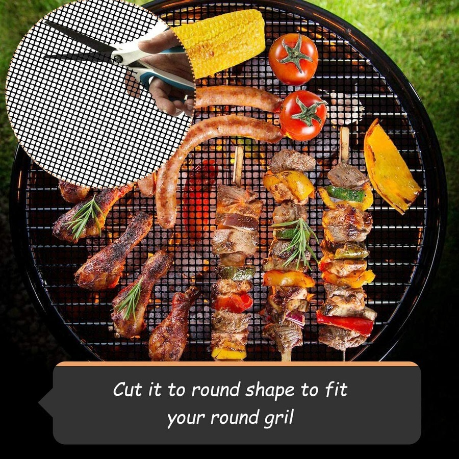 3-10PC BBQ Mesh Grill Mat Non-Stick Liner Cooking Barbecue Sheet Wire Baking Pad