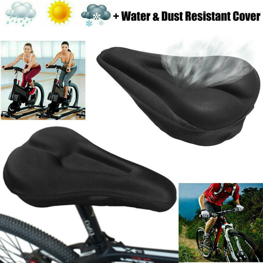 3D Bike Seat Cover Silicone Thick Comfort Gel Cycling Bicycle Saddle Cushion Pad