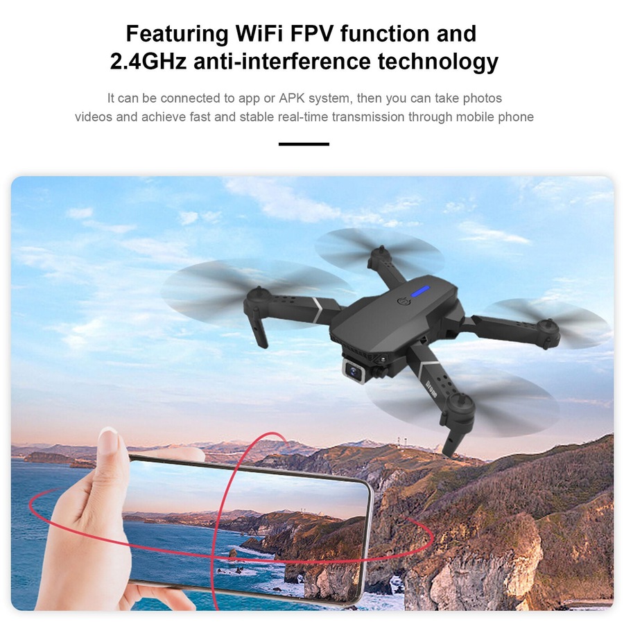 4K GPS Drone with HD Camera Drones WiFi FPV Foldable RC Quadcopter W/2Batteries