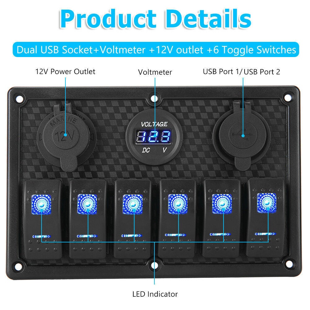 Buy Gang 12V Switch Panel LED Light Rocker Circuit Breaker For Car RV  Boat Marine MyDeal