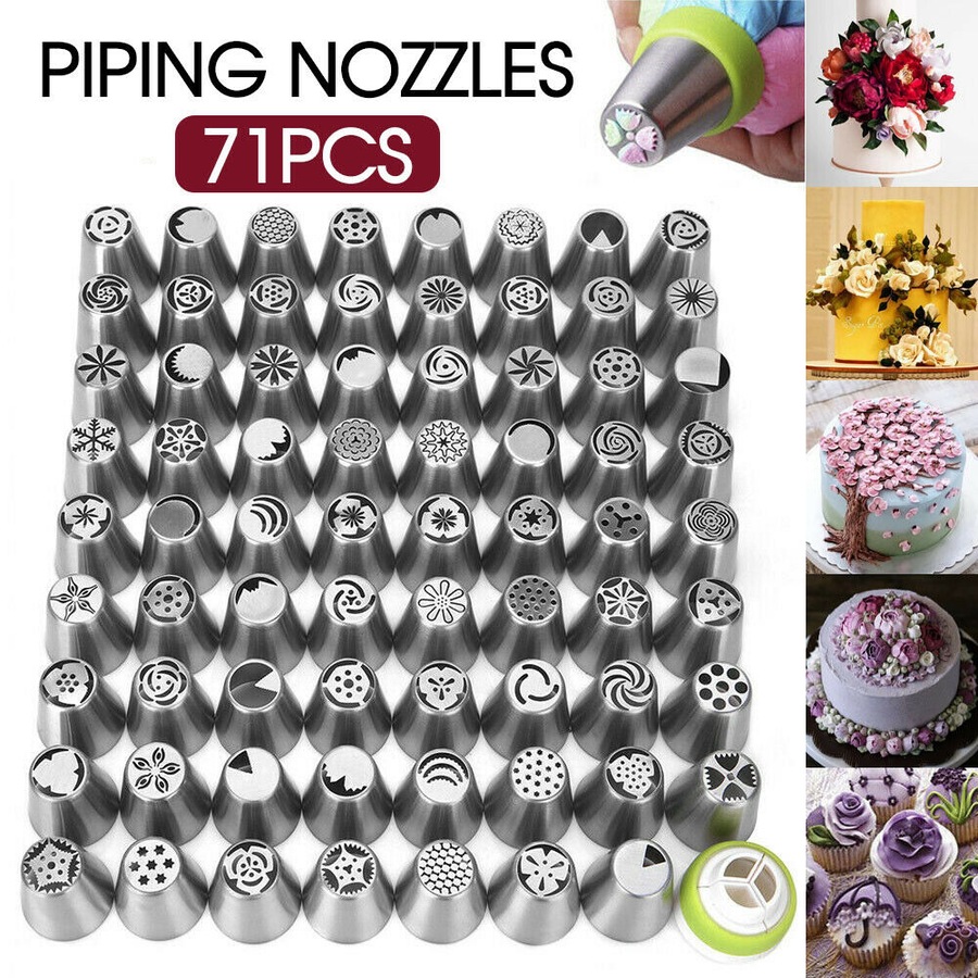 71PCS Piping Nozzles Set Cake Decorating Flower Russian Icing Tips Pastry Tools