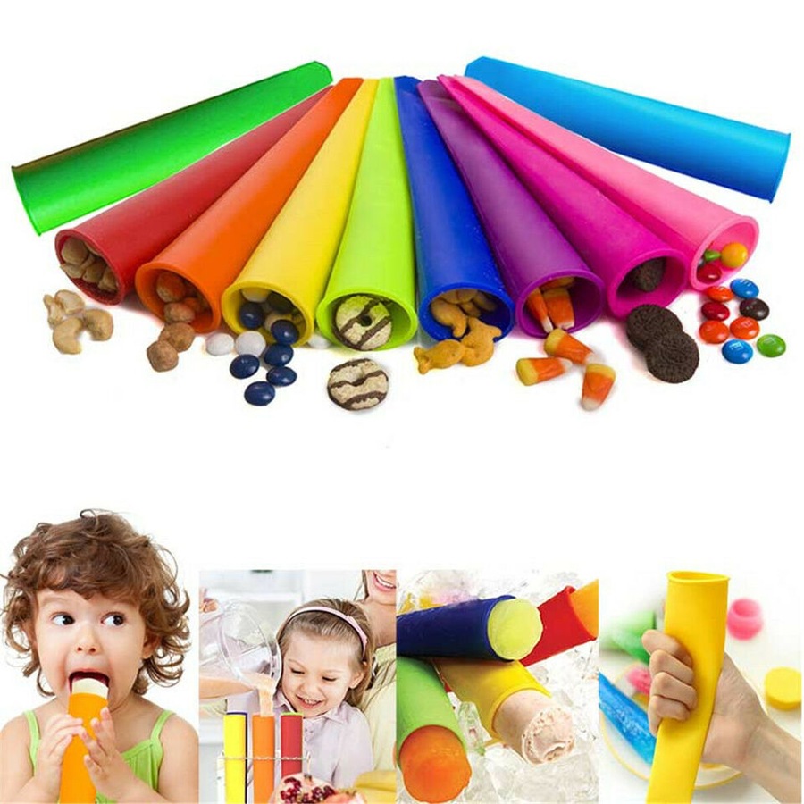 8 Pcs Silicone Ice Block Moulds/Ice Cream Molds/Icy Pole Jelly Pop Popsicle Maker AU