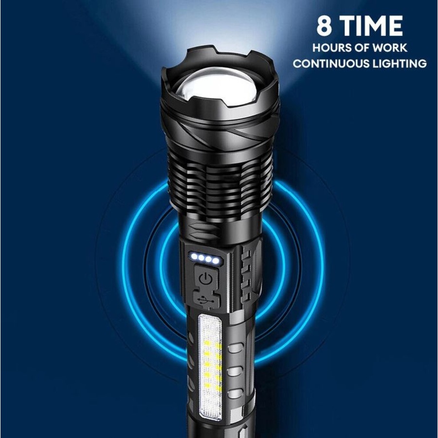 900000 Lumens XHP50 Zoom Flashlight LED Rechargeable Lamp Torch