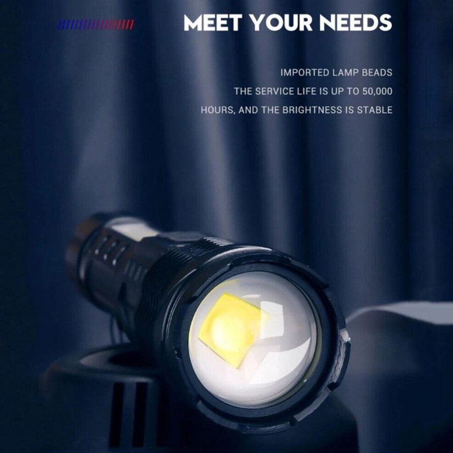 900000 Lumens XHP50 Zoom Flashlight LED Rechargeable Lamp Torch
