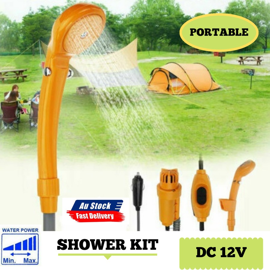 Automobile Portable Shower Set 12V Water Pump Travel Trip Camp Boat Car Caravan