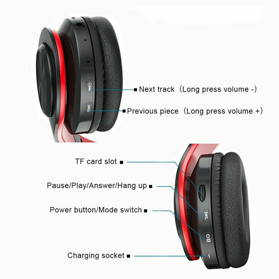 Bluetooth 5.0 Wireless Stereo Headphones Earphones For iPad Phone IOS Android