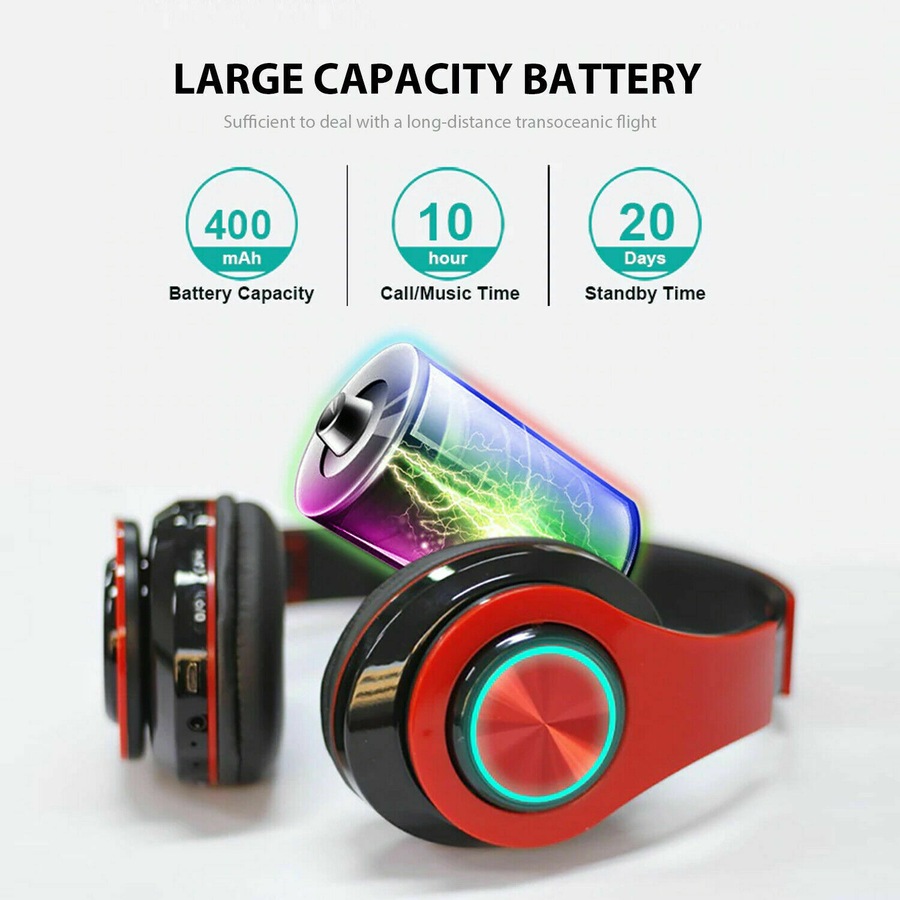 Bluetooth 5.0 Wireless Stereo Headphones Earphones For iPad Phone IOS Android