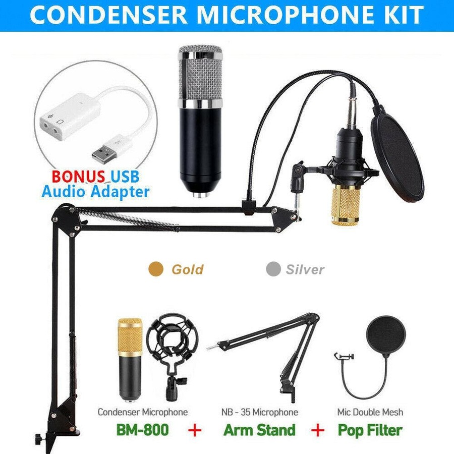 Buy BM800 Condenser Microphone Kit Studio Suspension Boom Scissor Arm ...