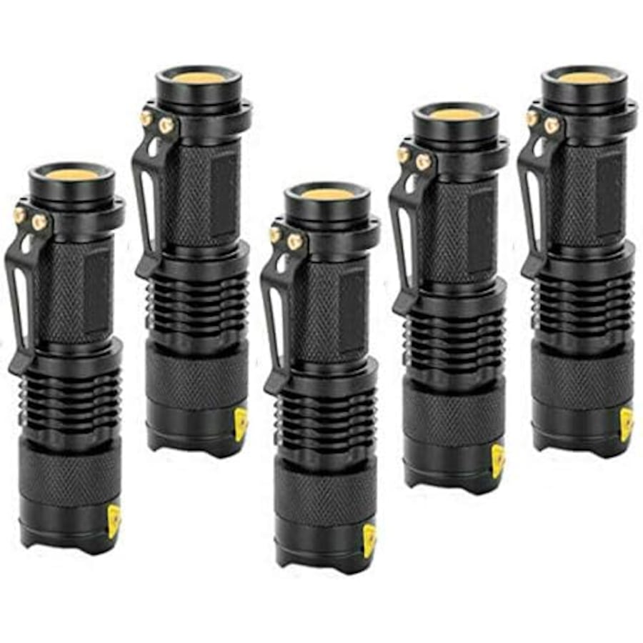 Bright 5x CREE Q5 LED Zoomable Focus Flashlight Torch 1200LM Lamp Light AA/14500