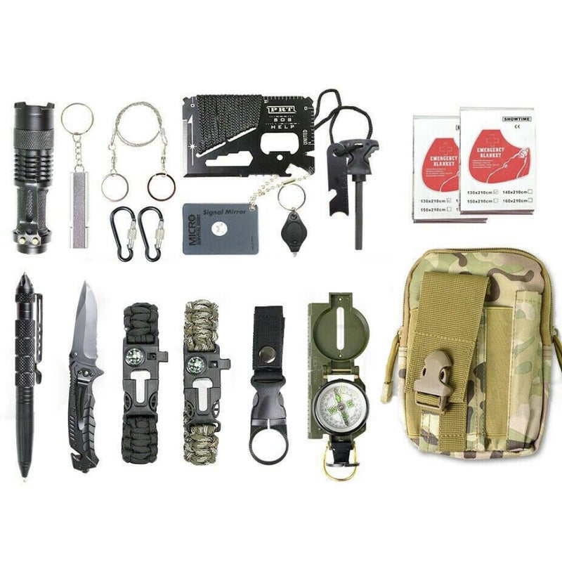 Buy Emergency Survival Equipment Kit Outdoor Tactical Hiking Camping SOS  Tool 18Pcs - MyDeal