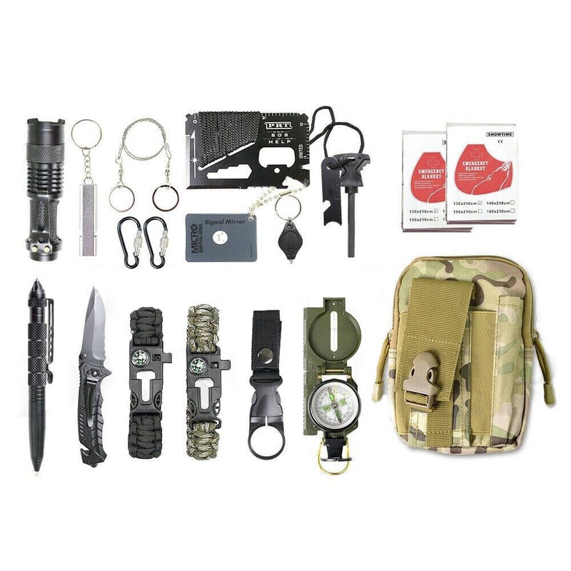 Buy Emergency Survival Equipment Kit Outdoor Tactical Hiking Camping SOS  Tool 18Pcs - MyDeal