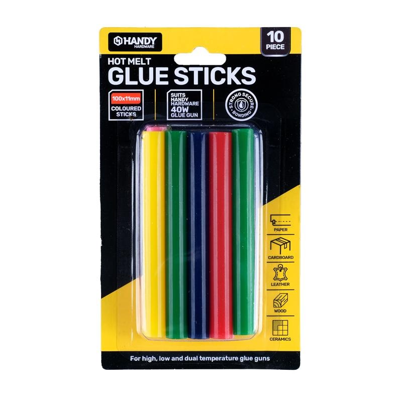 Buy Glue Gun Hot Melt Coloured Glue Sticks 100mm x 11mm 10pc (Suitable