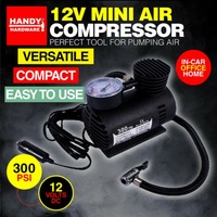 Handy Hardware® 12V Mini Air Compressor Compact High Pressure Powerful 300 PSI