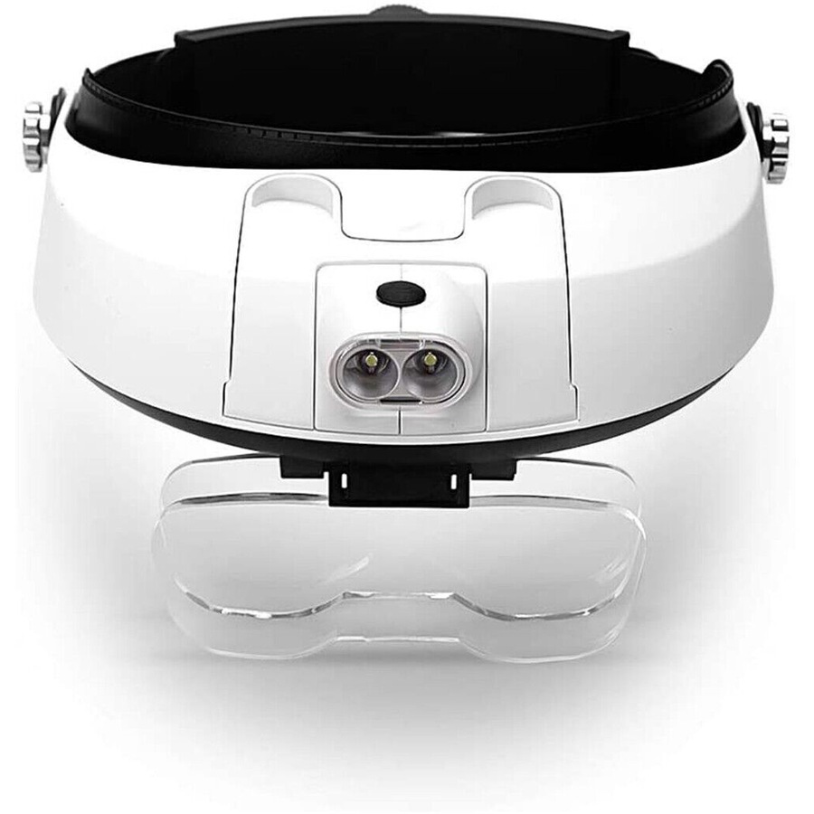 Headband Magnifier 2 LED Lamp Light Jeweler Head Mounted Magnifying Glass Loupe