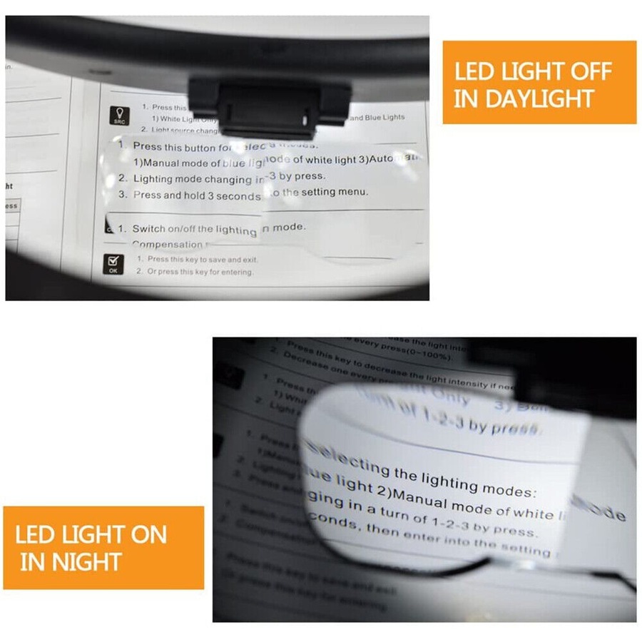 Headband Magnifier 2 LED Lamp Light Jeweler Head Mounted Magnifying Glass Loupe