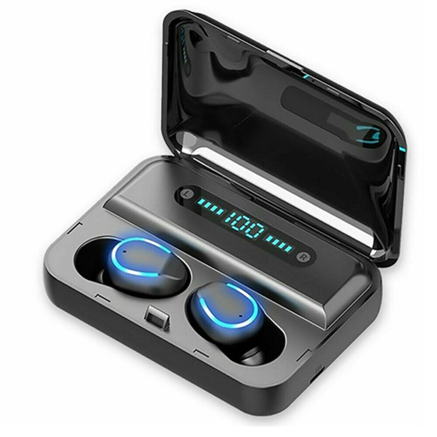 IPX7 TWS Bluetooth 5.0 Wireless headset Earphones Earbuds 3500mAh Waterproof BLACK