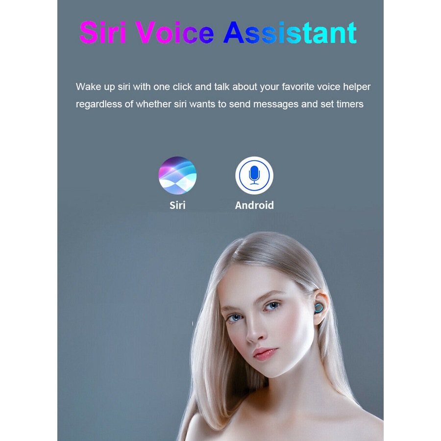 IPX7 TWS Bluetooth 5.0 Wireless headset Earphones Earbuds 3500mAh Waterproof BLACK