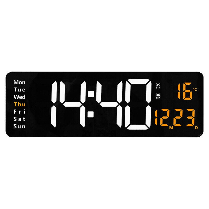 Modern Digital LED Wall Clock Table Desk Night Light Wall DIY Stick Clock  Alarm Stopwatch Thermometer Countdown Calendar Support ( Not Included  Battery )