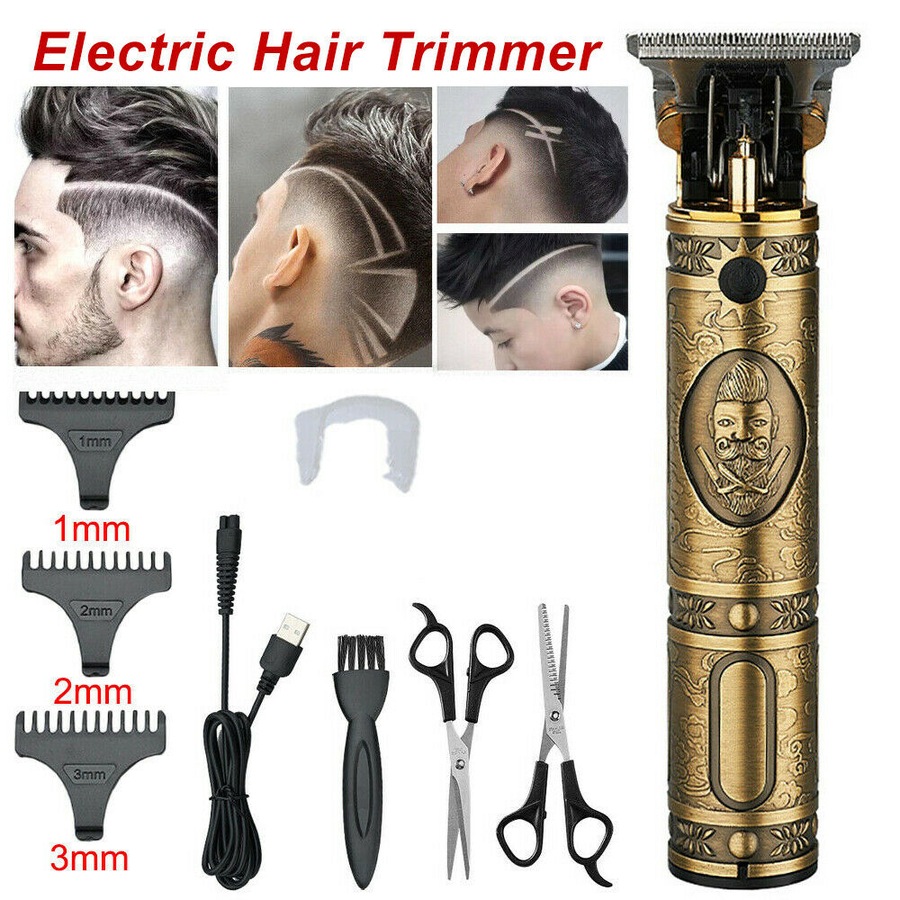 Men's USB Electric Hair Clippers Trimmer Beard Shaver Cordless Groomer Kit