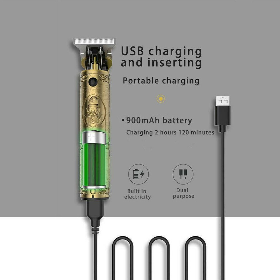 Men's USB Electric Hair Clippers Trimmer Beard Shaver Cordless Groomer Kit