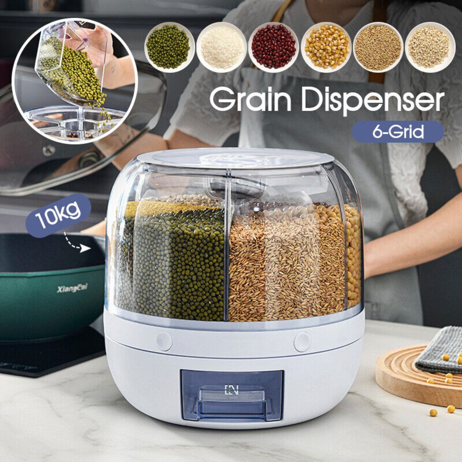 New Rotating Grain Case Cereal Dispenser Storage Box Kitchen Food Rice Container