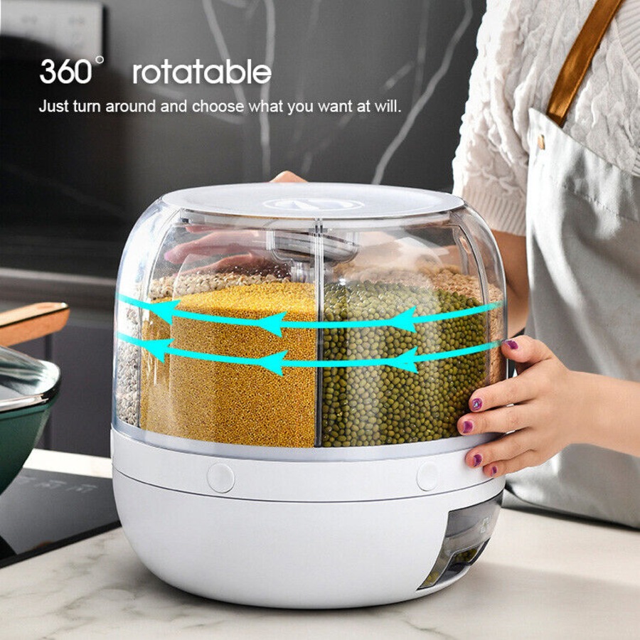 New Rotating Grain Case Cereal Dispenser Storage Box Kitchen Food Rice Container
