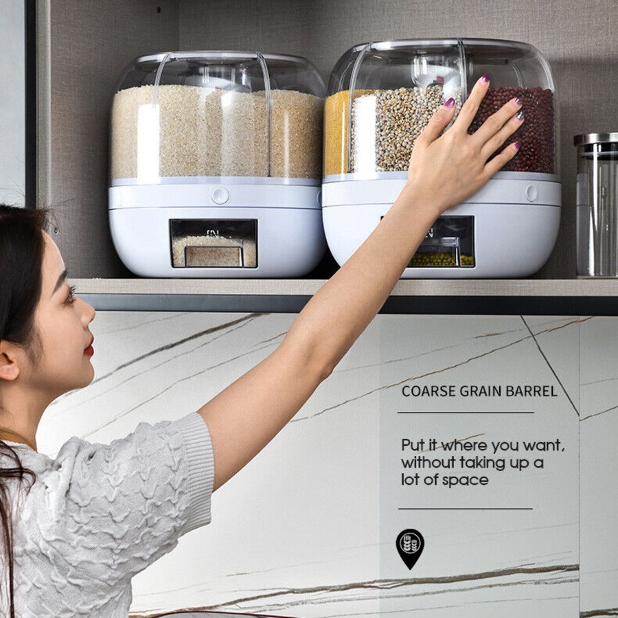 New Rotating Grain Case Cereal Dispenser Storage Box Kitchen Food Rice Container