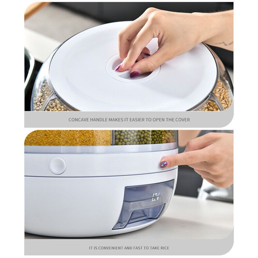 New Rotating Grain Case Cereal Dispenser Storage Box Kitchen Food Rice Container