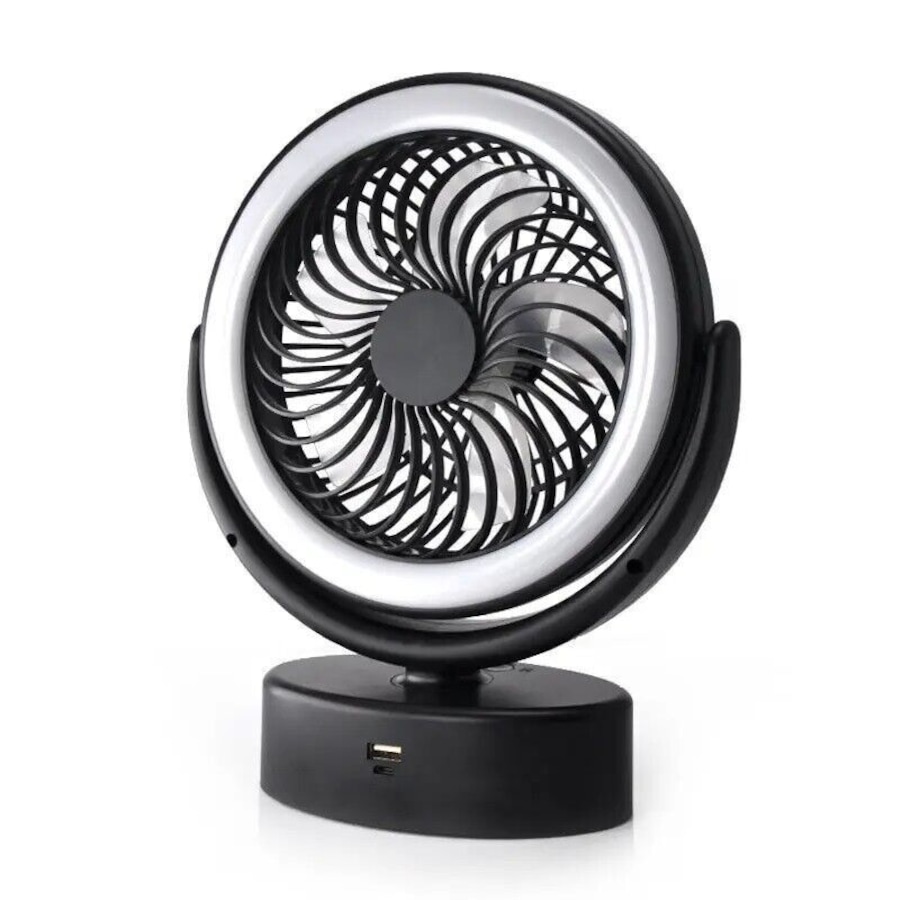 Portable 360° Fan Travel Rechargeable USB Desk Fan With Light with Hanging Hook