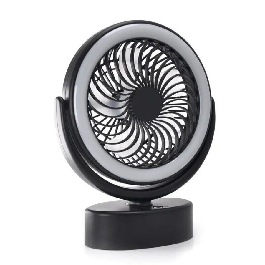 Portable 360° Fan Travel Rechargeable USB Desk Fan With Light with Hanging Hook