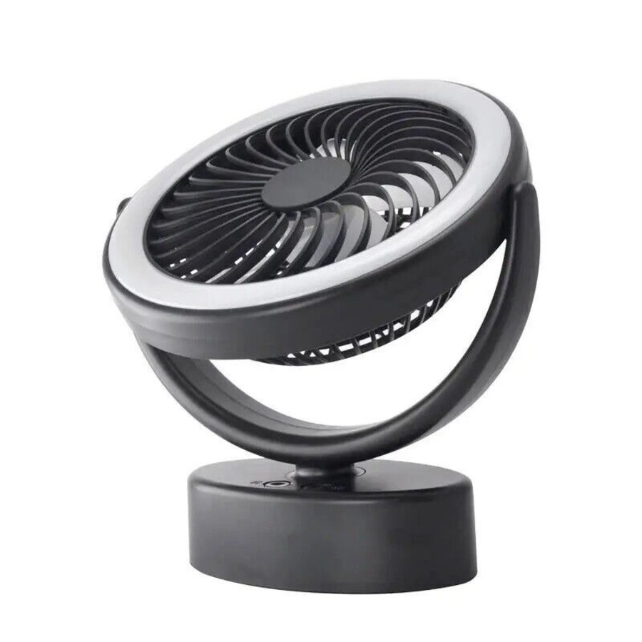 Portable 360° Fan Travel Rechargeable USB Desk Fan With Light with Hanging Hook