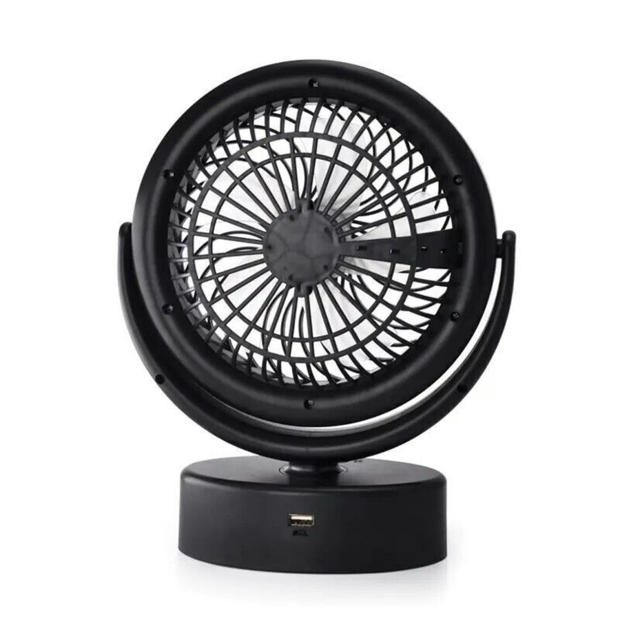 Portable 360° Fan Travel Rechargeable USB Desk Fan With Light with Hanging Hook