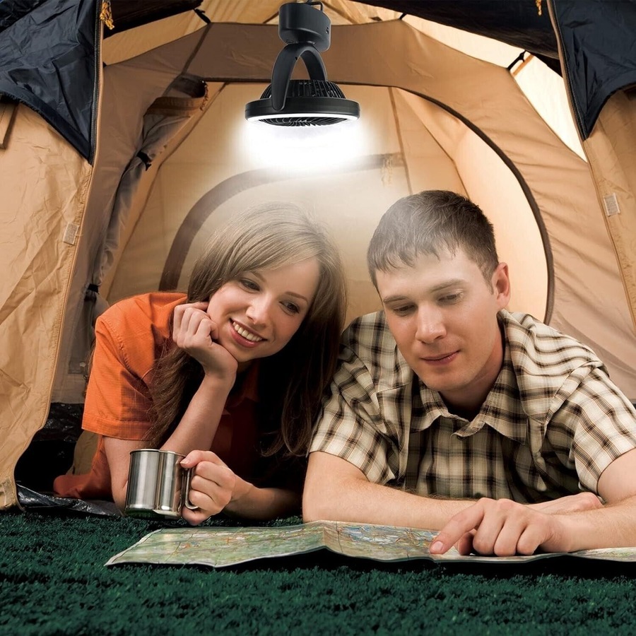 Portable 360° Fan Travel Rechargeable USB Desk Fan With Light with Hanging Hook