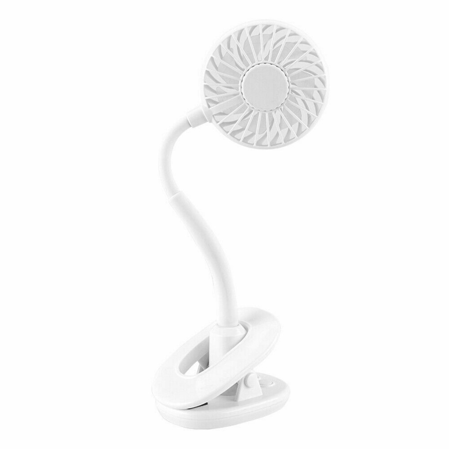 Portable 360° Mini Fan Travel Rechargeable USB Clip On Desk Fans Pram White