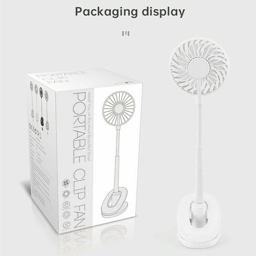 Portable 360° Mini Fan Travel Rechargeable USB Clip On Desk Fans Pram White