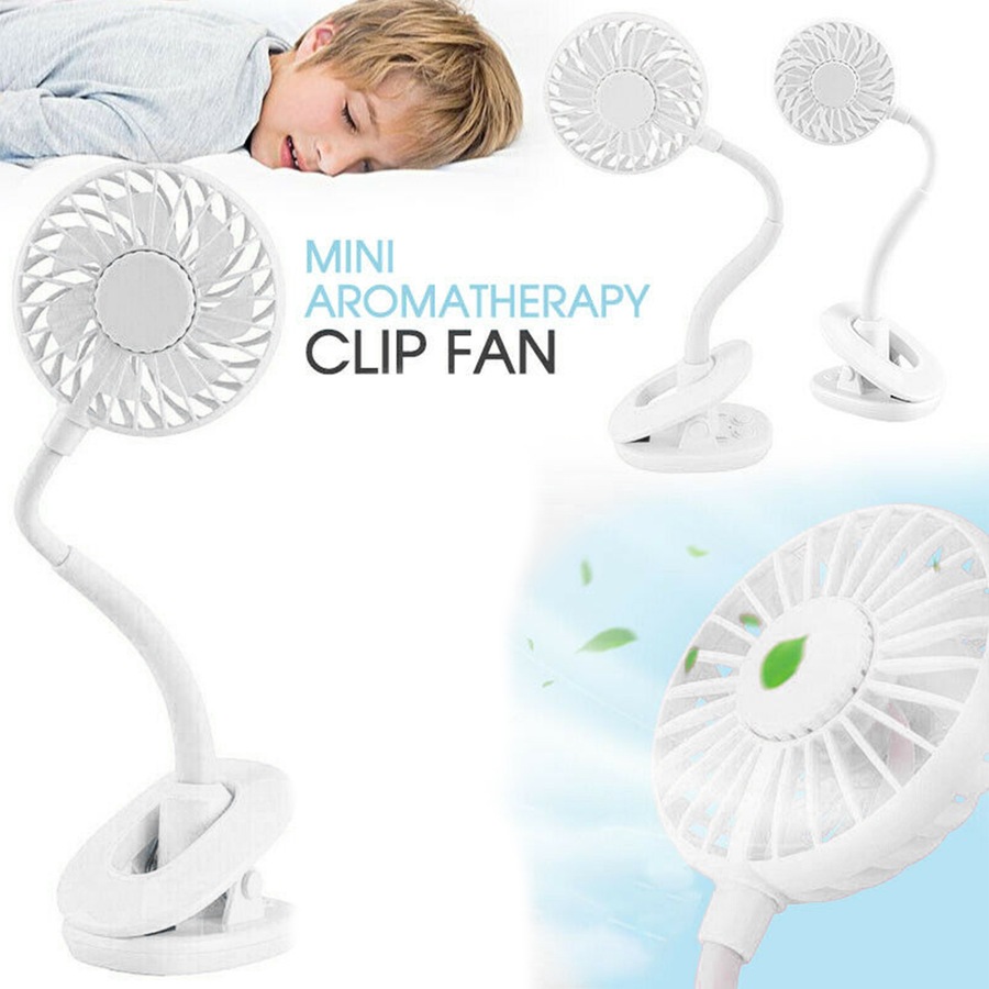Portable 360° Mini Fan Travel Rechargeable USB Clip On Desk Fans Pram White
