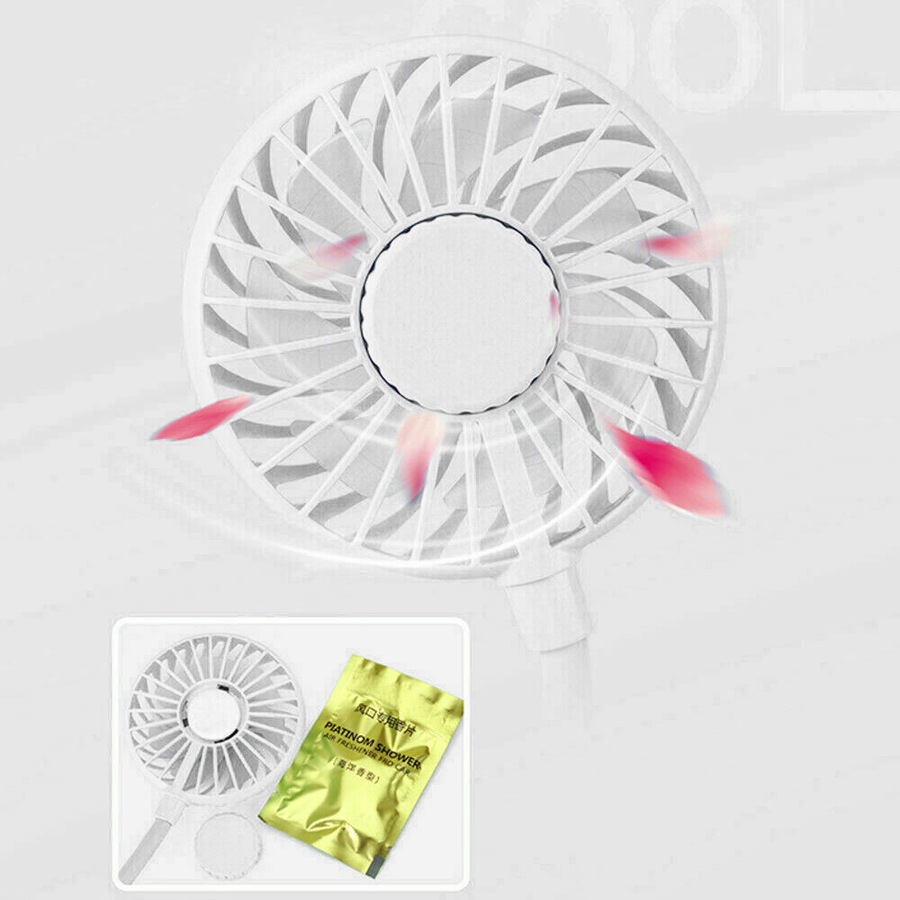 Portable 360° Mini Fan Travel Rechargeable USB Clip On Desk Fans Pram White