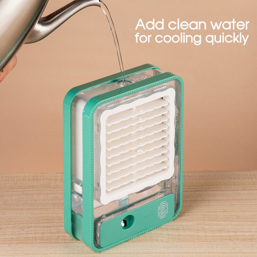 Portable Personal Air Conditioner Fan Mini Air Cooler Desk Fan USB Green