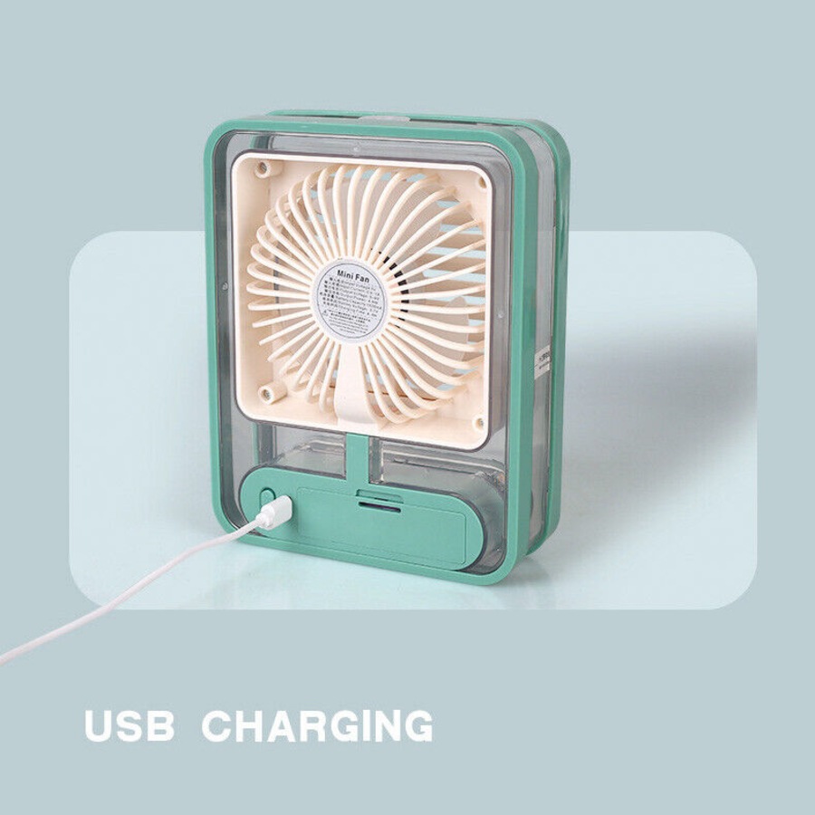 Portable Personal Air Conditioner Fan Mini Air Cooler Desk Fan USB Green